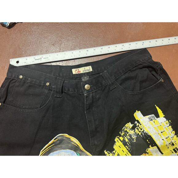 Ecko Vintage Y2k Unltd Denim Shorts Tag 40 Fits 36 Baggy Black Factual Grail - Picture 8 of 9